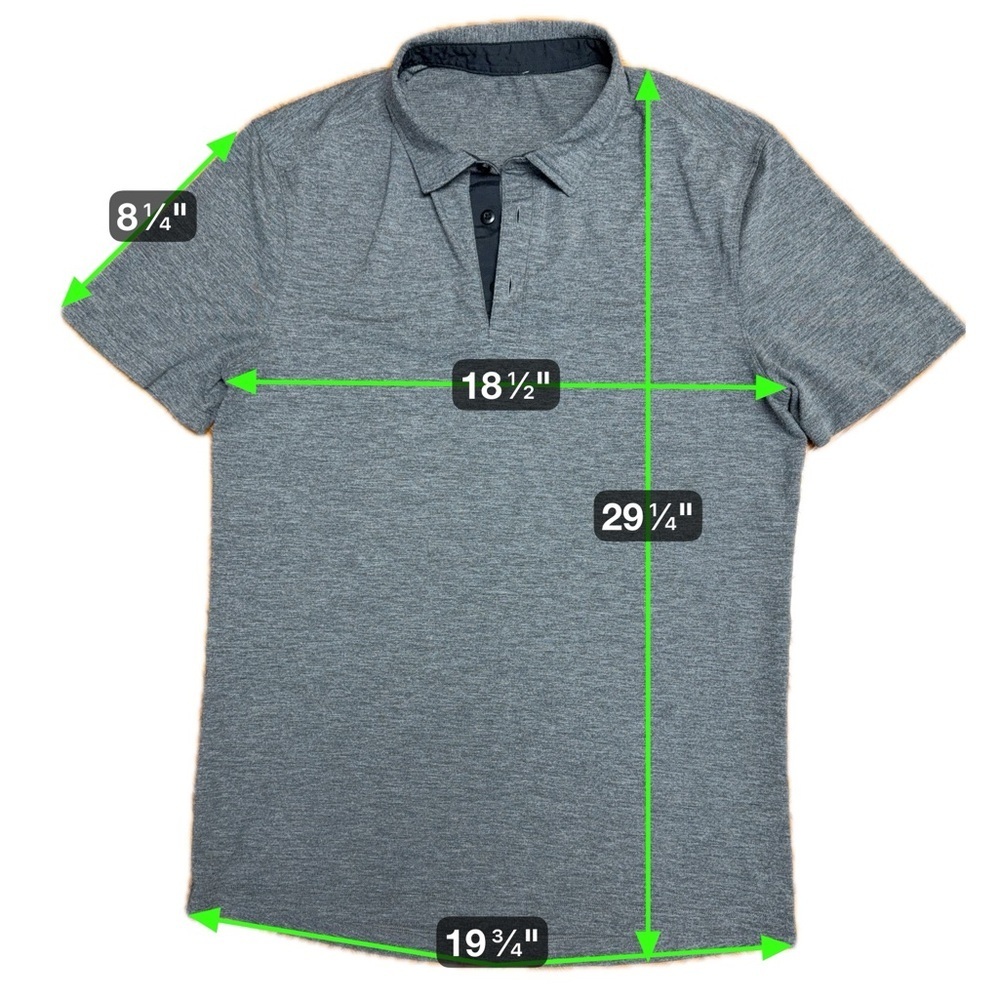 Lululemon Evolution Polo Original Release Heathered Black Medium Collared Shirt - Picture 10 of 10